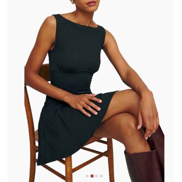 Reformation Dress Women Small Mayve Knit Mini Black Minimalist Quiet Luxury Chic - Picture 2 of 14